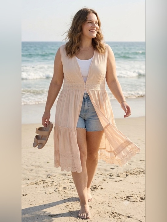Cato Dresses & Skirts - CATO Metamorph Duster Dress with Buttons and Crochet Lace Waist Detail 26/28W